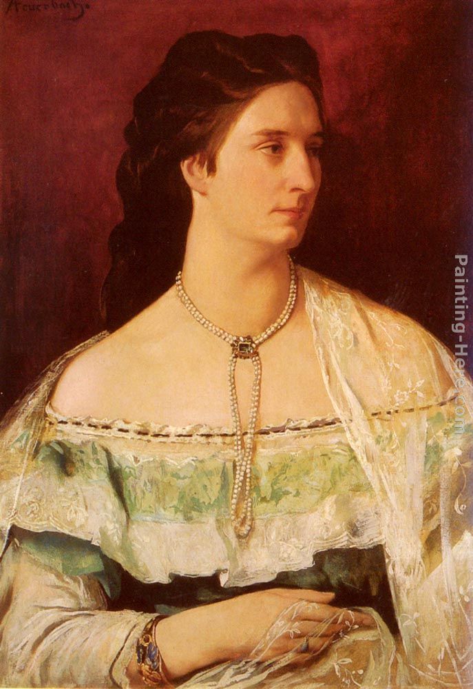 Portrait Of A Lady Wearing A Pearl Necklace painting - Anselm Friedrich Feuerbach Portrait Of A Lady Wearing A Pearl Necklace art painting